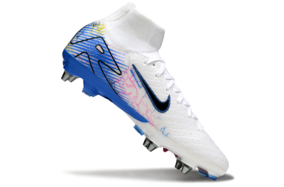Men's Nike Air Zoom Mercurial Superfly 10 Elite SG Football Boots - White/Black/Blue