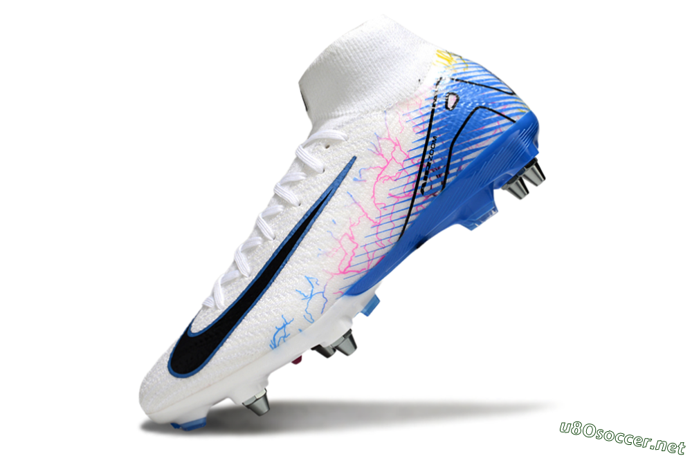 Men's Nike Air Zoom Mercurial Superfly 10 Elite SG Football Boots - White/Black/Blue 5