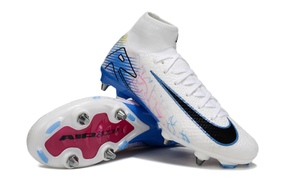 Men's Nike Air Zoom Mercurial Superfly 10 Elite SG Football Boots - White/Black/Blue