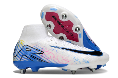 Men's Nike Air Zoom Mercurial Superfly 10 Elite SG Football Boots - White/Black/Blue