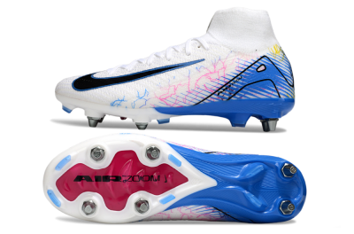 Men's Nike Air Zoom Mercurial Superfly 10 Elite SG Football Boots - White/Black/Blue