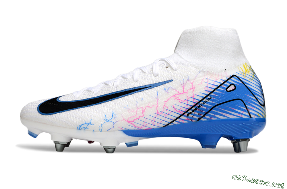 Men's Nike Air Zoom Mercurial Superfly 10 Elite SG Football Boots - White/Black/Blue 0