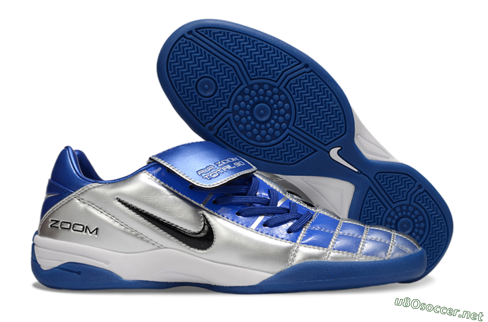 Men's Nike Air Zoom Total 90 III IC Football Shoes - Silver/Black/Blue 2