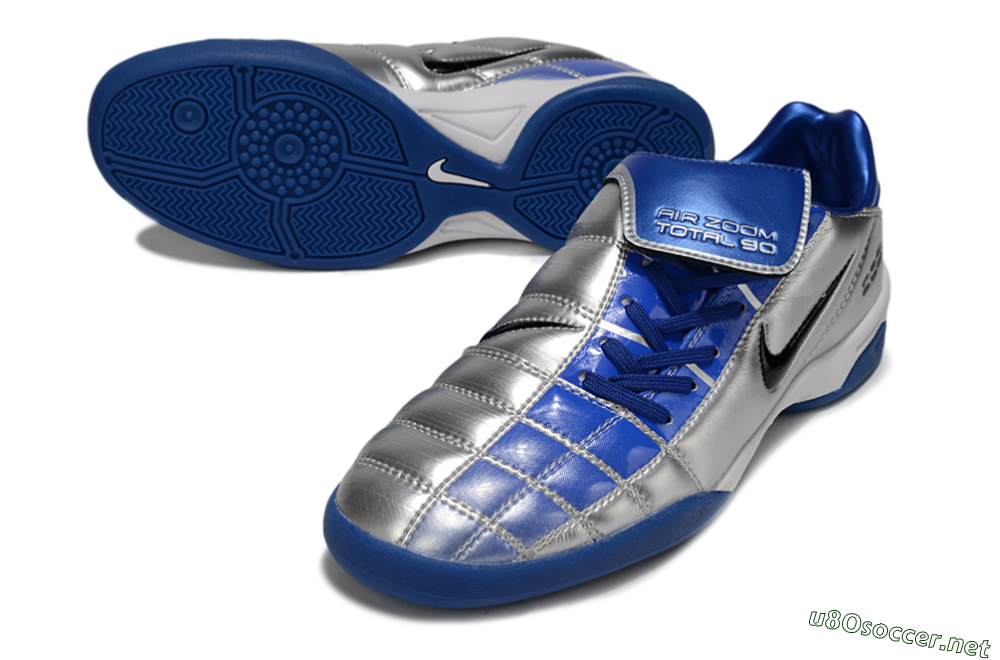 Men's Nike Air Zoom Total 90 III IC Football Shoes - Silver/Black/Blue 3