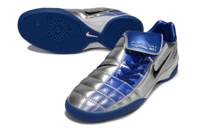 Men's Nike Air Zoom Total 90 III IC Football Shoes - Silver/Black/Blue