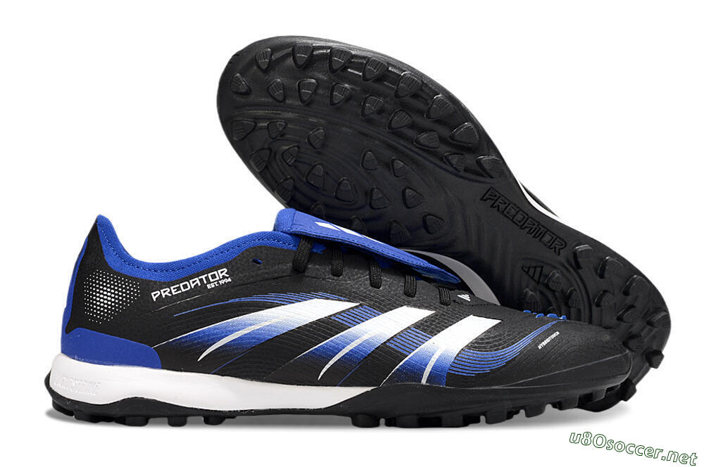 Men's Adidas Predator 25 Elite Foldover Tongue TF Football Shoes - Black/Blue/White 2