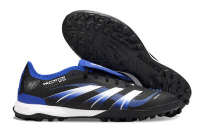 Men's Adidas Predator 25 Elite Foldover Tongue TF Football Shoes - Black/Blue/White