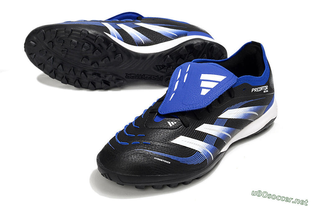Men's Adidas Predator 25 Elite Foldover Tongue TF Football Shoes - Black/Blue/White 3