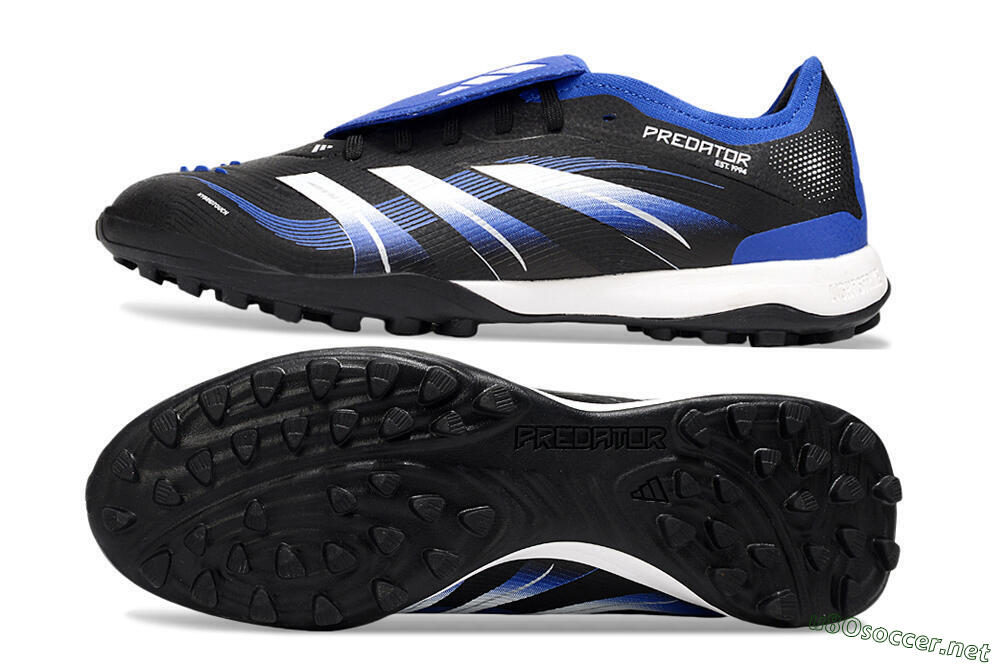 Men's Adidas Predator 25 Elite Foldover Tongue TF Football Shoes - Black/Blue/White 1