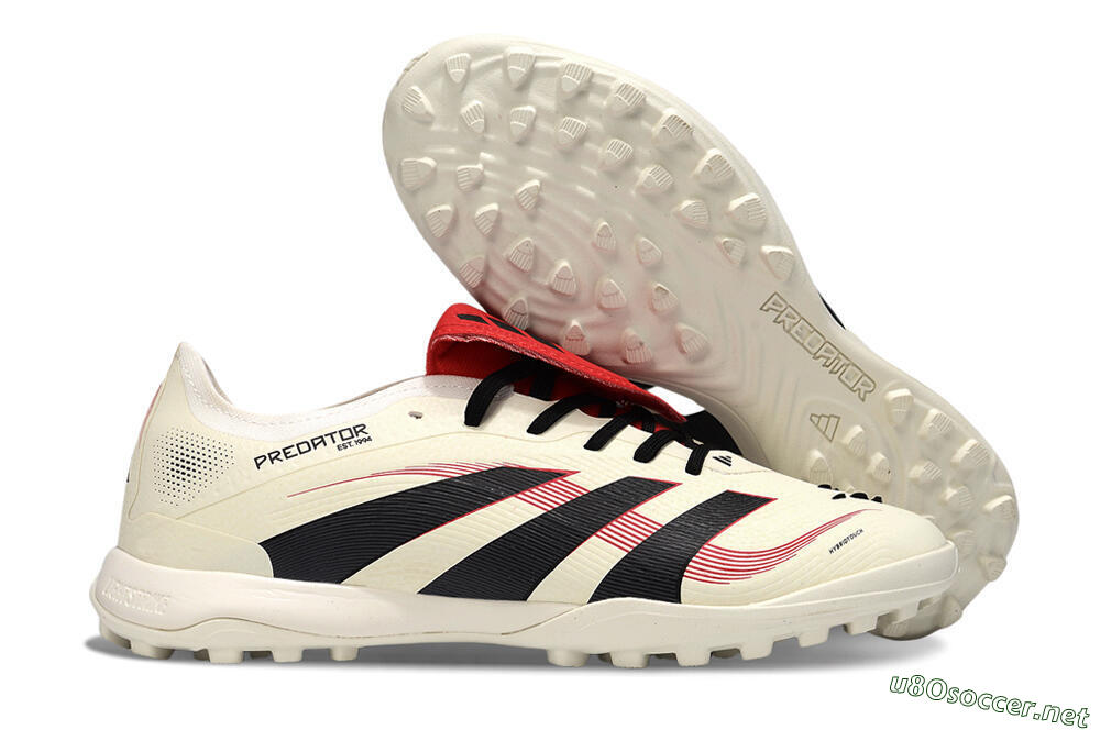 Men's Adidas Predator 25 Elite Foldover Tongue TF Football Shoes - Beige/Black/Red 2