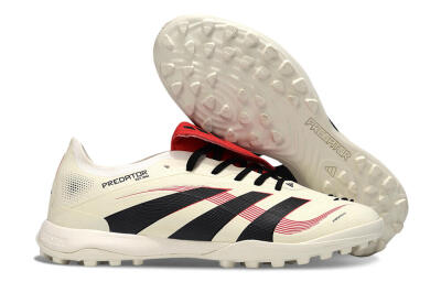 Men's Adidas Predator 25 Elite Foldover Tongue TF Football Shoes - Beige/Black/Red