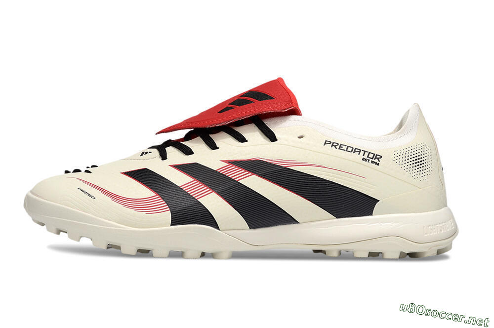 Men's Adidas Predator 25 Elite Foldover Tongue TF Football Shoes - Beige/Black/Red 0
