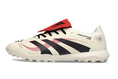 Men's Adidas Predator 25 Elite Foldover Tongue TF Football Shoes - Beige/Black/Red