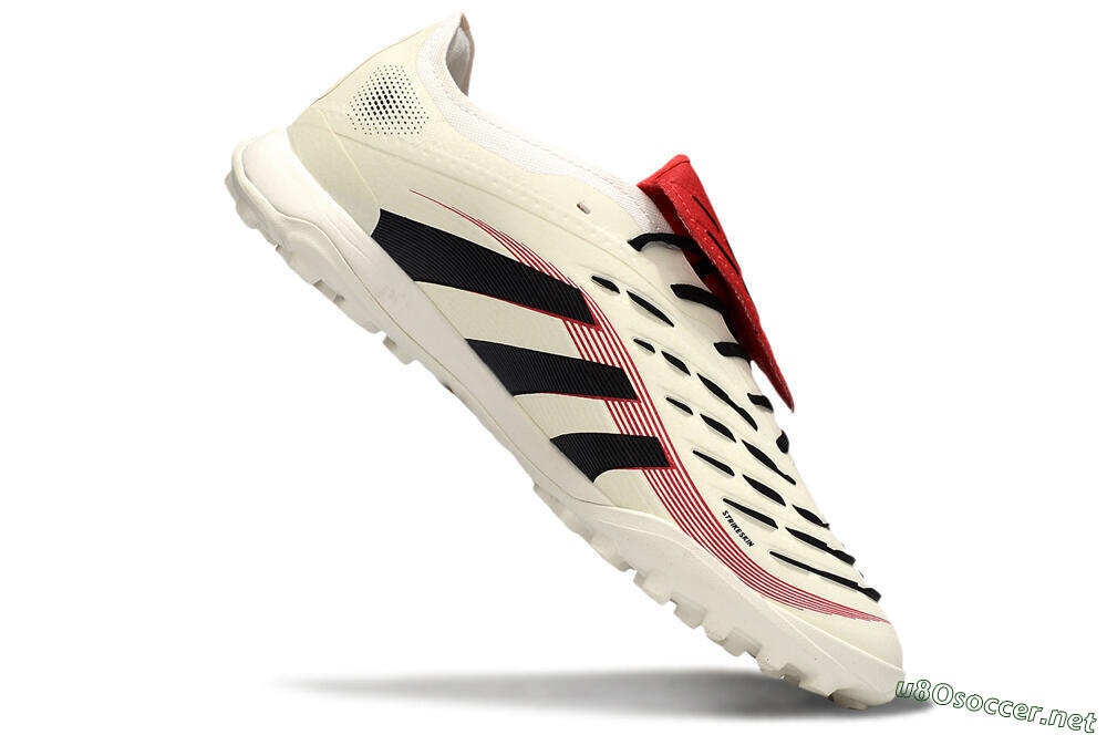 Men's Adidas Predator 25 Elite Foldover Tongue TF Football Shoes - Beige/Black/Red 4
