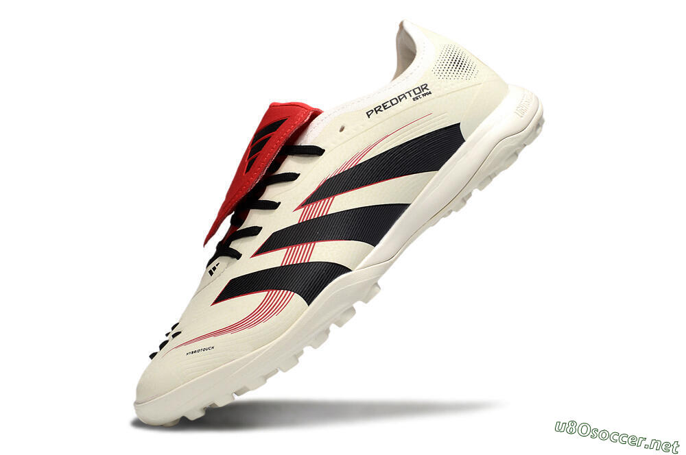 Men's Adidas Predator 25 Elite Foldover Tongue TF Football Shoes - Beige/Black/Red 5
