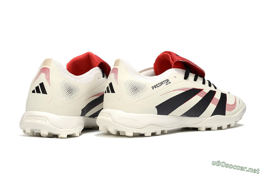 Men's Adidas Predator 25 Elite Foldover Tongue TF Football Shoes - Beige/Black/Red 6