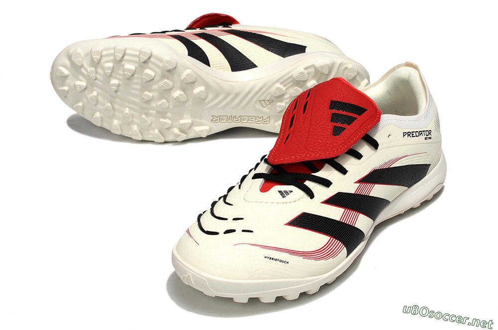 Men's Adidas Predator 25 Elite Foldover Tongue TF Football Shoes - Beige/Black/Red 3