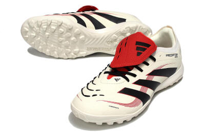 Men's Adidas Predator 25 Elite Foldover Tongue TF Football Shoes - Beige/Black/Red