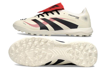 Men's Adidas Predator 25 Elite Foldover Tongue TF Football Shoes - Beige/Black/Red