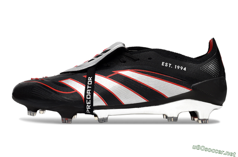 Men's Adidas Predator 25 Elite Foldover Tongue FG Football Boots - Black/Silver/Red 0
