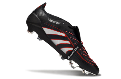 Men's Adidas Predator 25 Elite Foldover Tongue FG Football Boots - Black/Silver/Red