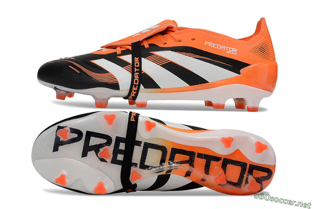 Men's Adidas Predator 25 Elite Foldover Tongue FG Football Boots - White/Black/Red 1