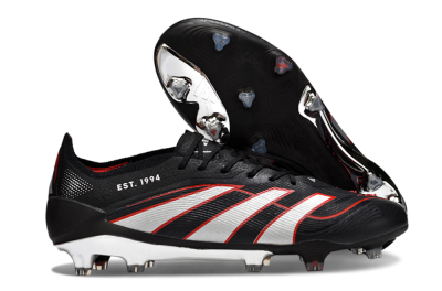 Men's Adidas Predator 25 Elite FG Football Boots - Black/Silver/Red