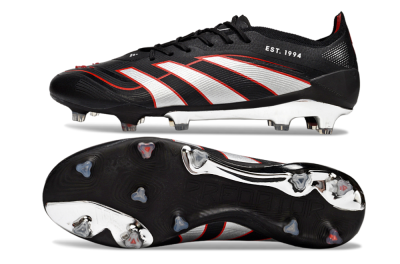 Men's Adidas Predator 25 Elite FG Football Boots - Black/Silver/Red