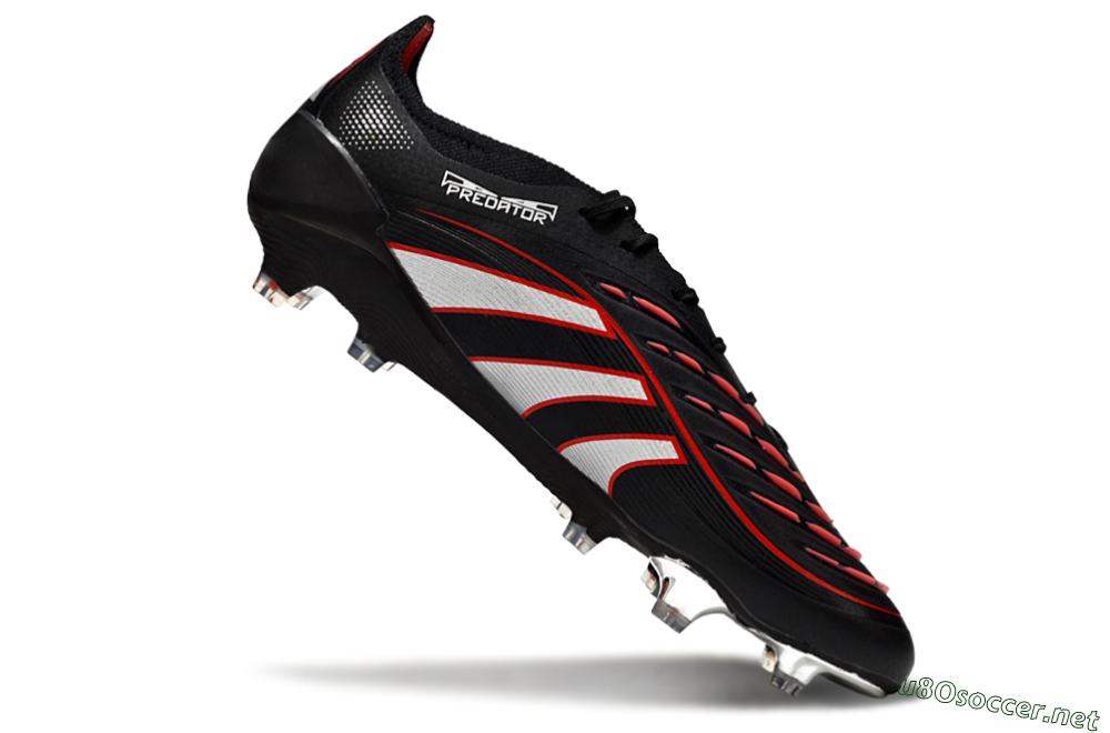 Men's Adidas Predator 25 Elite FG Football Boots - Black/Silver/Red 4