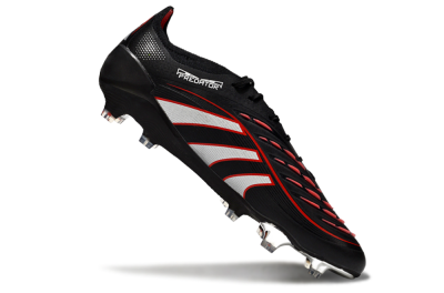 Men's Adidas Predator 25 Elite FG Football Boots - Black/Silver/Red