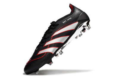 Men's Adidas Predator 25 Elite FG Football Boots - Black/Silver/Red