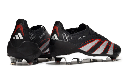 Men's Adidas Predator 25 Elite FG Football Boots - Black/Silver/Red