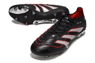 Men's Adidas Predator 25 Elite FG Football Boots - Black/Silver/Red