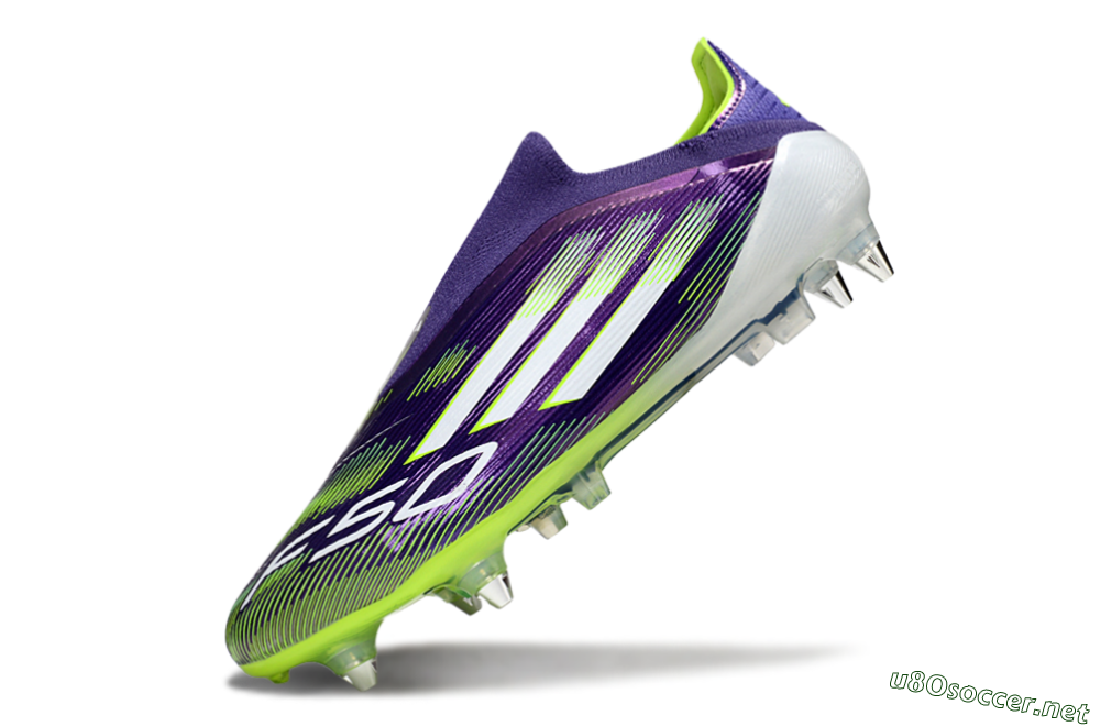 Men's Adidas F50 Elite Laceless SG Football Boots - Purple/White/Yellow 5
