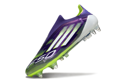 Men's Adidas F50 Elite Laceless SG Football Boots - Purple/White/Yellow