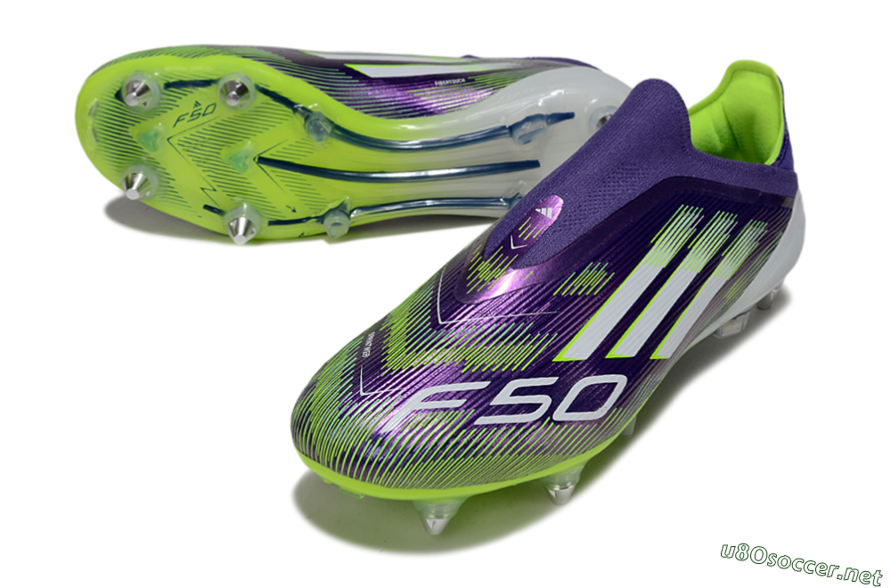 Men's Adidas F50 Elite Laceless SG Football Boots - Purple/White/Yellow 3