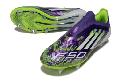 Men's Adidas F50 Elite Laceless SG Football Boots - Purple/White/Yellow