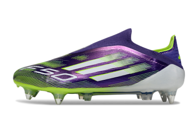 Men's Adidas F50 Elite Laceless SG Football Boots - Purple/White/Yellow