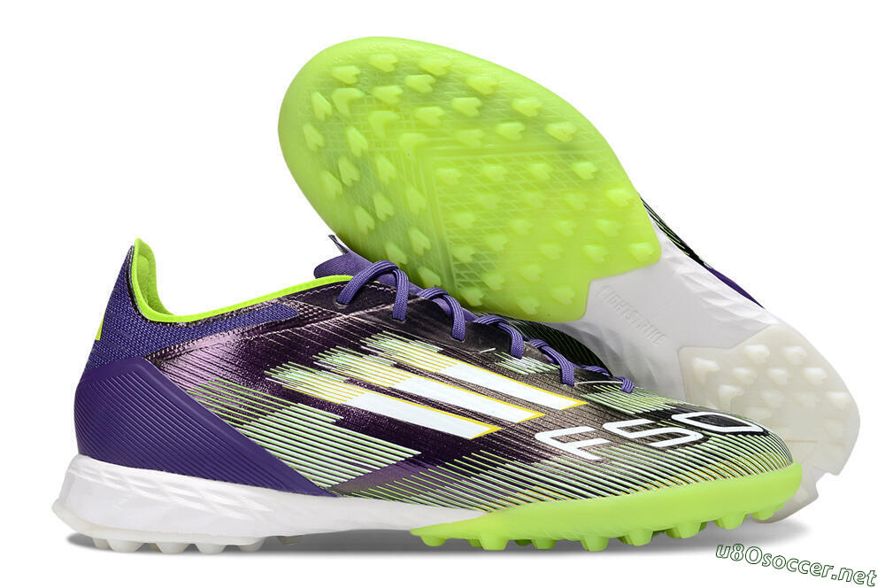 Men's Adidas F50 Pro TF Football Shoes - Purple/White/Yellow 2