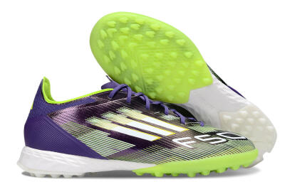 Men's Adidas F50 Pro TF Football Shoes - Purple/White/Yellow