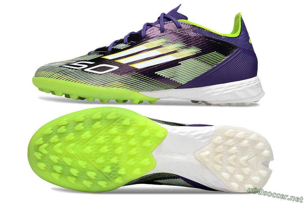 Men's Adidas F50 Pro TF Football Shoes - Purple/White/Yellow 1