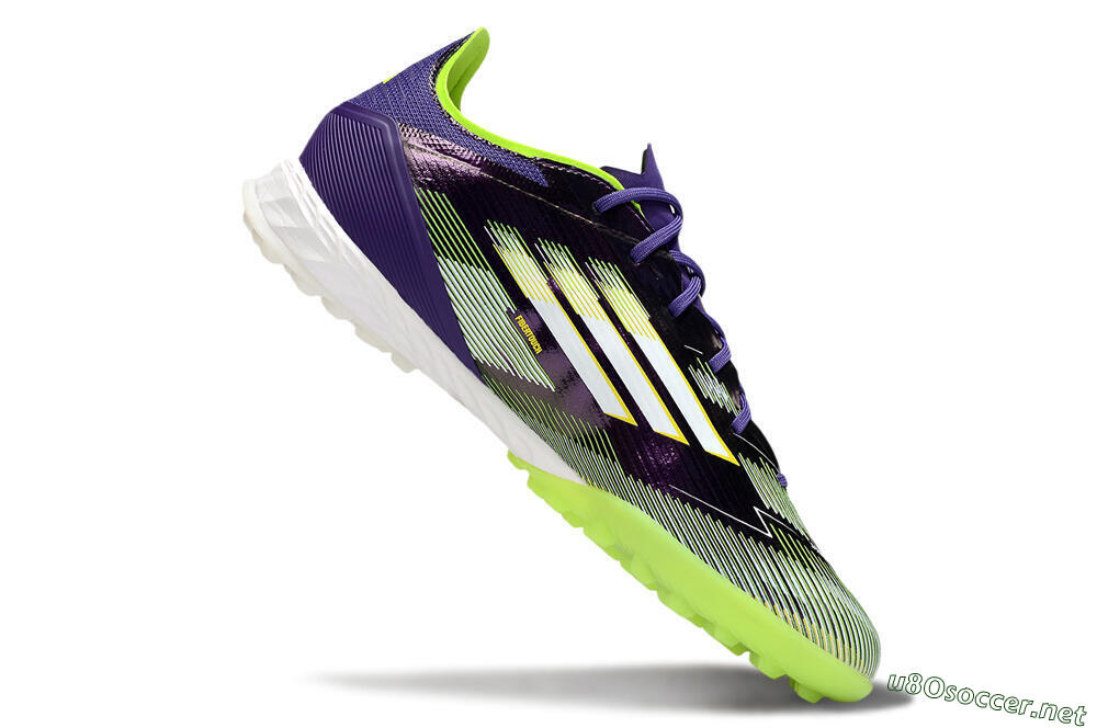 Men's Adidas F50 Pro TF Football Shoes - Purple/White/Yellow 4