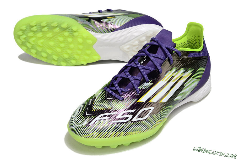 Men's Adidas F50 Pro TF Football Shoes - Purple/White/Yellow 3