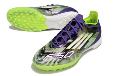 Men's Adidas F50 Pro TF Football Shoes - Purple/White/Yellow