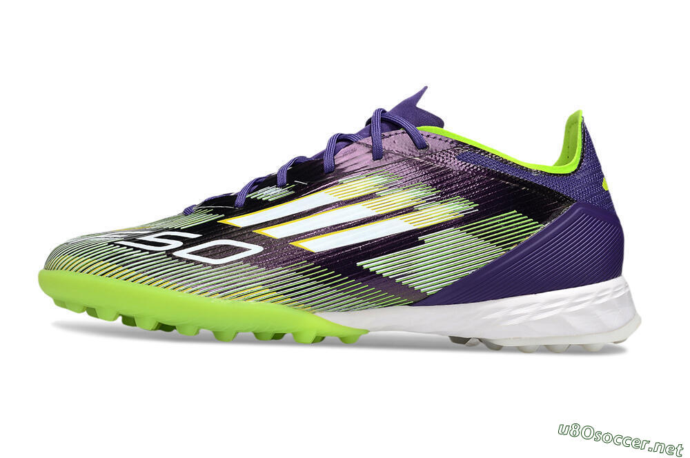 Men's Adidas F50 Pro TF Football Shoes - Purple/White/Yellow 0