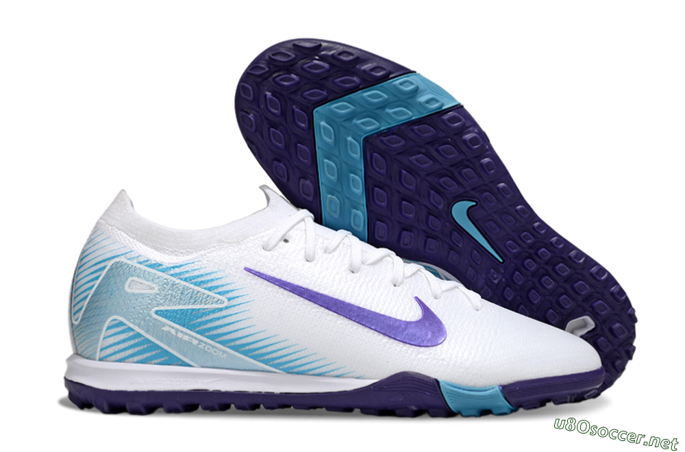 Unisex Nike Air Zoom Mercurial Vapor 16 Elite TF Football Shoes - White/Purple/Pink 2