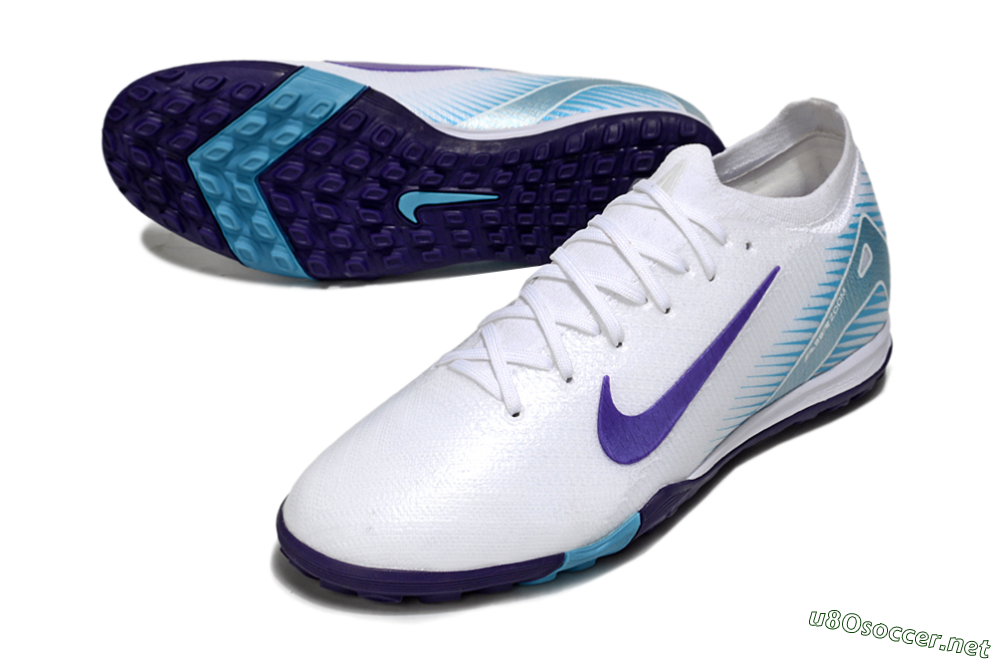 Unisex Nike Air Zoom Mercurial Vapor 16 Elite TF Football Shoes - White/Purple/Pink 3