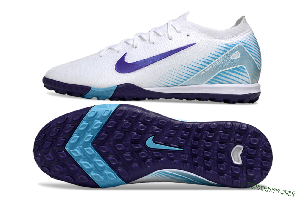 Unisex Nike Air Zoom Mercurial Vapor 16 Elite TF Football Shoes - White/Purple/Pink 1