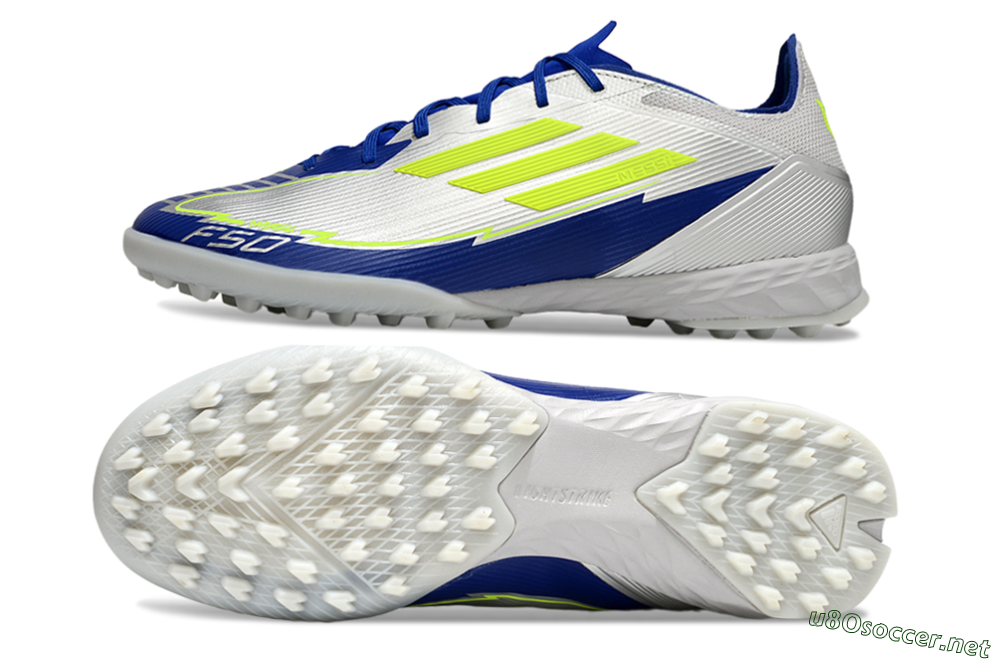 Men's Adidas F50 Pro TF Football Shoes - Silver/Blue/Yellow 1