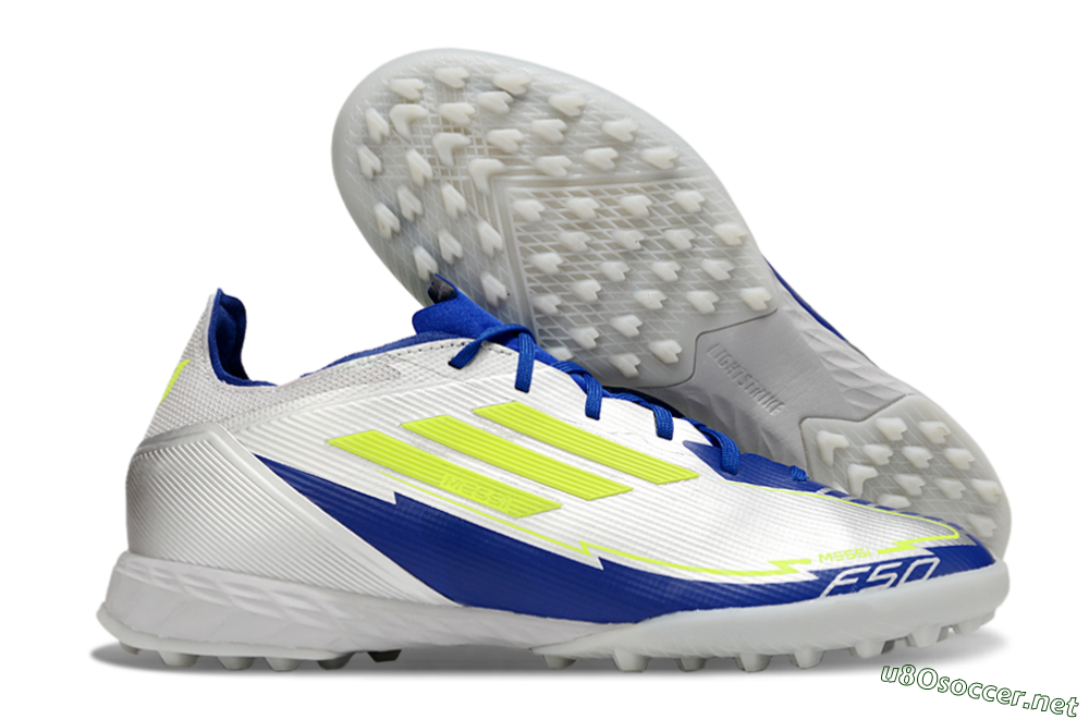 Men's Adidas F50 Pro TF Football Shoes - Silver/Blue/Yellow 2